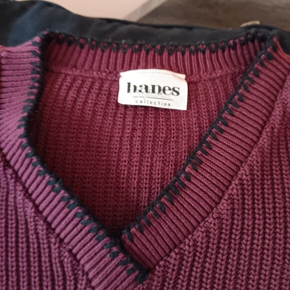 Women's Hanes Signature Vintage  Burgundy  XL / 1X  V Neck Sweater - Picture 5 of 6